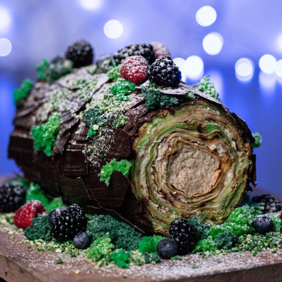 Yule Log Cake with Coconut