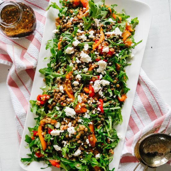 Pepper + Lentil Arugula Salad