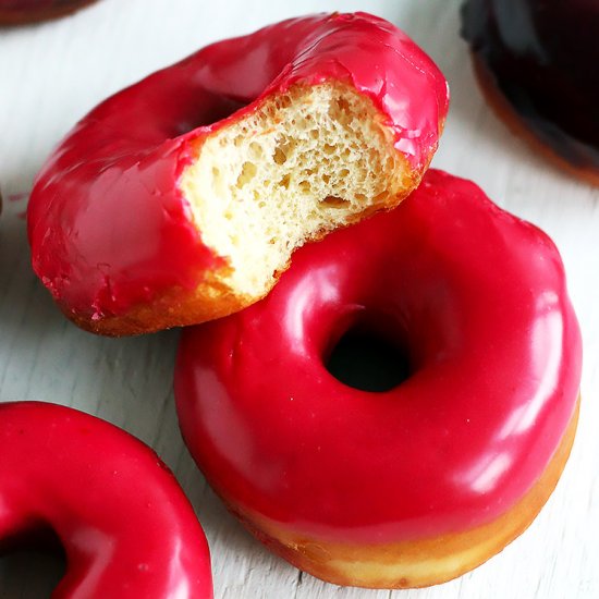 Donuts with berry icing