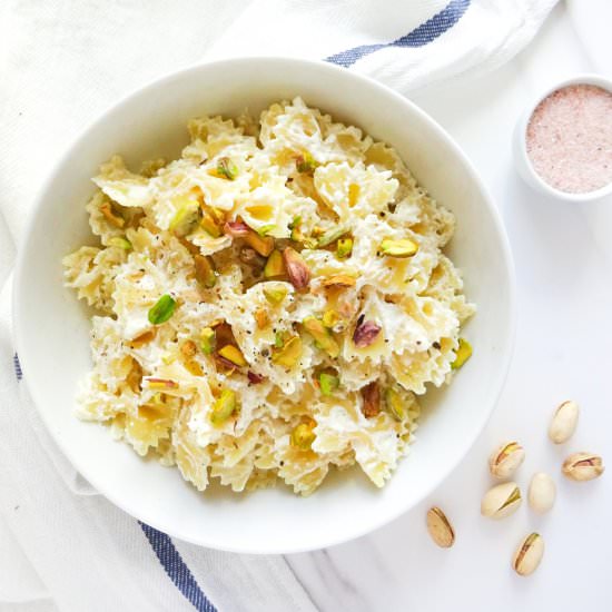 Ricotta pasta with pistachios