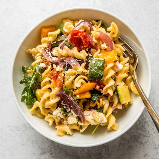 Roasted Veggie Pasta with Feta