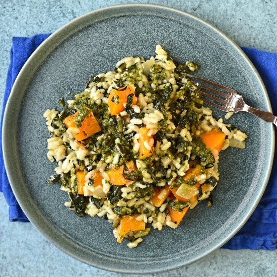 pumpkin and cavolo nero risotto