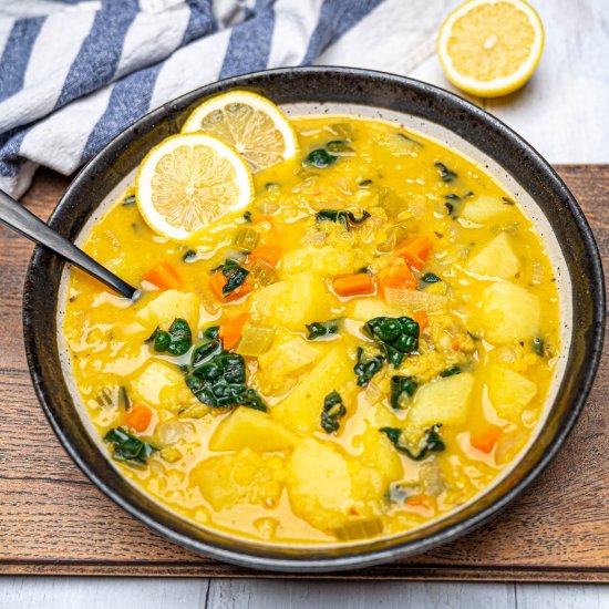 Red Lentil Potato Soup with Lemon