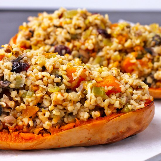 vegan stuffed butternut squash