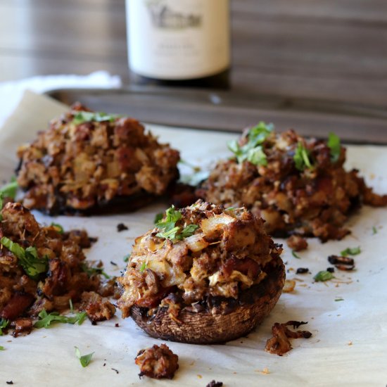 Turkey and Bacon Stuffed Mushrooms