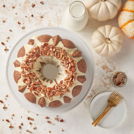 Pumpkin Spice Bundt Cake with Cream