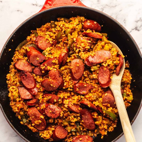 Kielbasa, Peppers, Rice Skillet