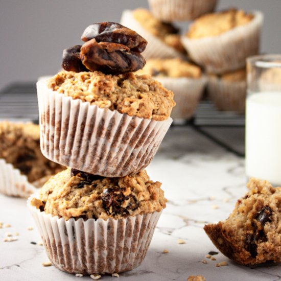 Banana, Date & Oatmeal Muffins