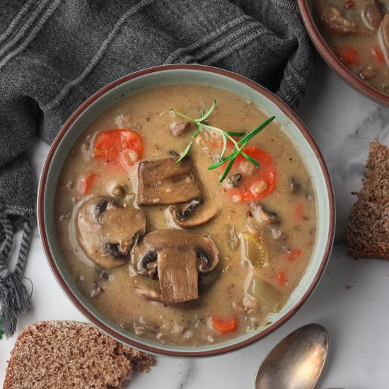 One Pot Wild Rice and Mushroom Soup