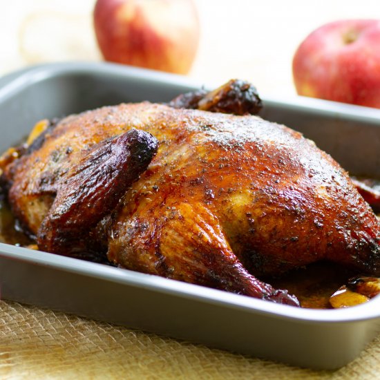 Roasted duck with apples