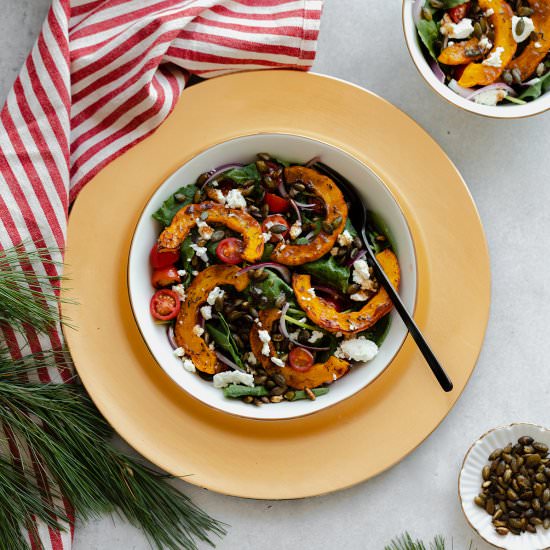 Delicata Squash Baby Kale Salad