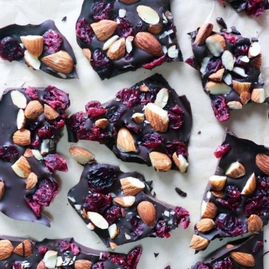 Cranberry and Almond Chocolate Bark