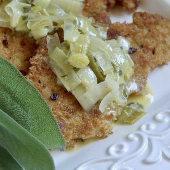 turkey cutlets with leek sage sauce