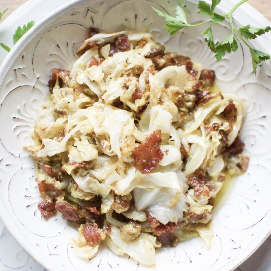 roasted cabbage & bacon carbonara