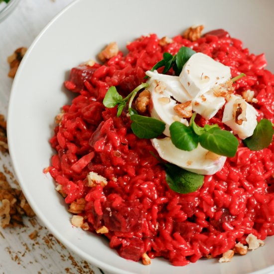 Beetroot Risotto with Watercress