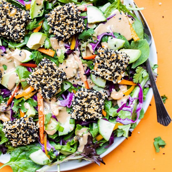 Sesame Crusted Tofu Salad