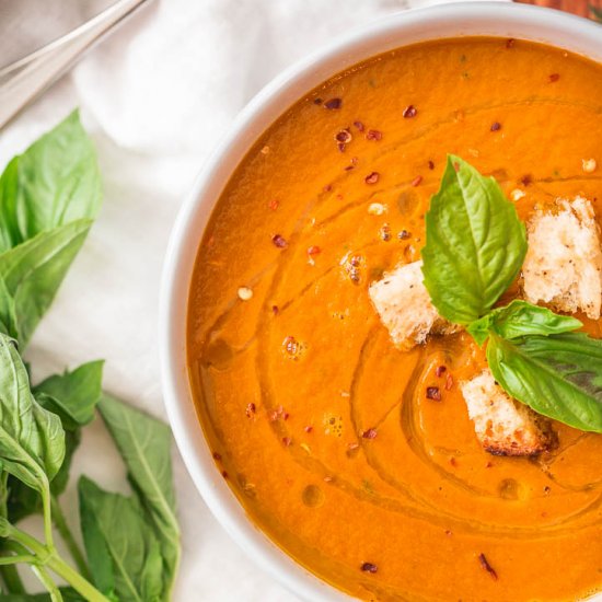 The Best Tomato Basil Soup EVER