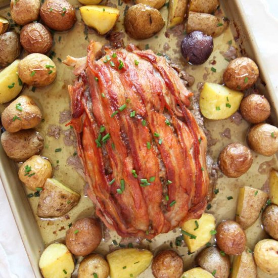 The Best Bacon Meatloaf & Potatoes