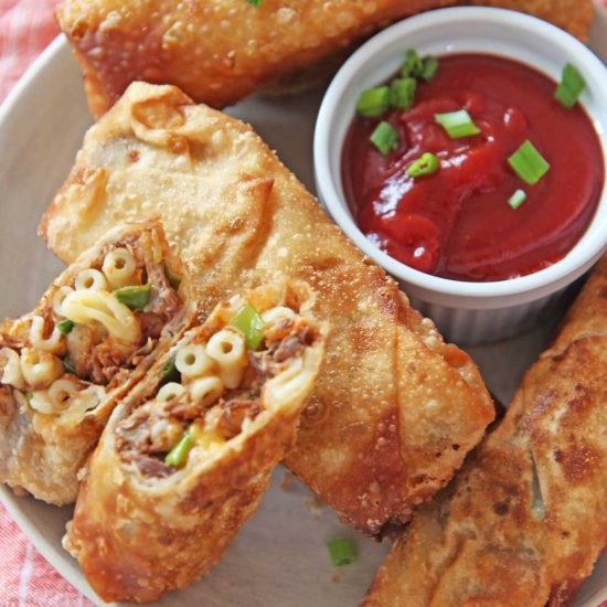 Leftover Mac and Cheese Egg Rolls