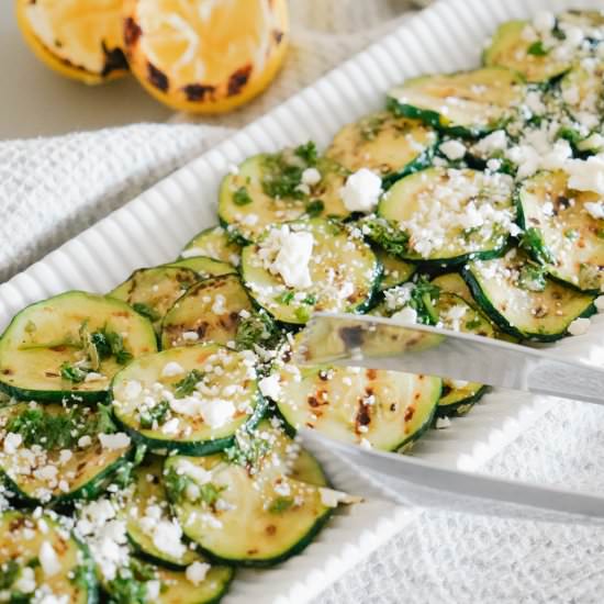 Grilled Zucchini with Lemon + Feta