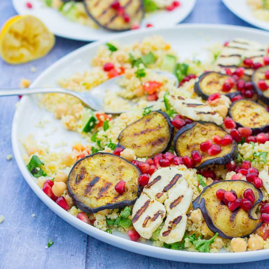 Aubergine and Halloumi Salad