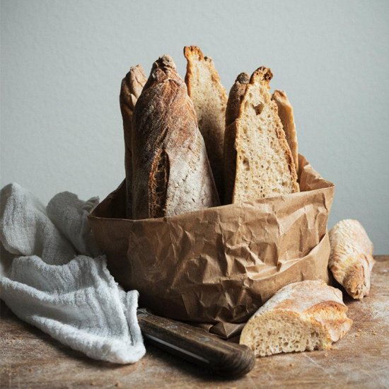 Homemade Sourdough Baguettes