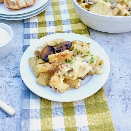 Cheesy Mushroom Baked Rigatoni