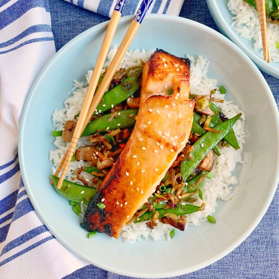 Miso Salmon with Coconut Rice