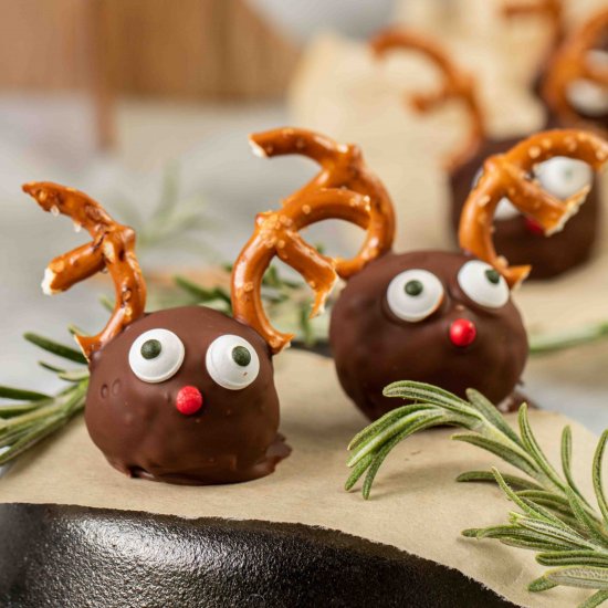 Healthy peanut butter reindeer ball