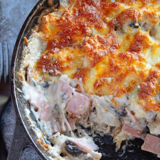 Ham and Mushroom Bread Casserole