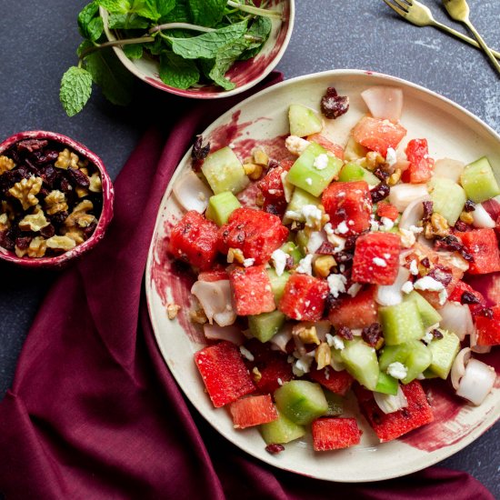 Watermelon, Cucumber and Feta Salad