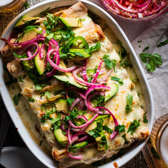 Blistered Jalapeño Bean Enchiladas