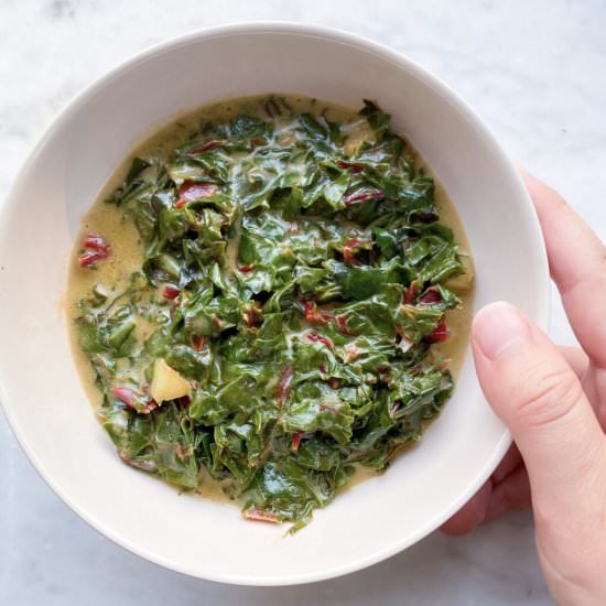 Dairy Free Creamed Swiss Chard