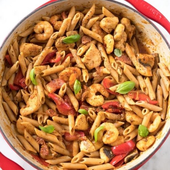 Cajun Chicken and Shrimp Pasta