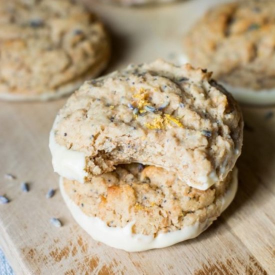 Dipped Lemon Lavender Poppy Cookies