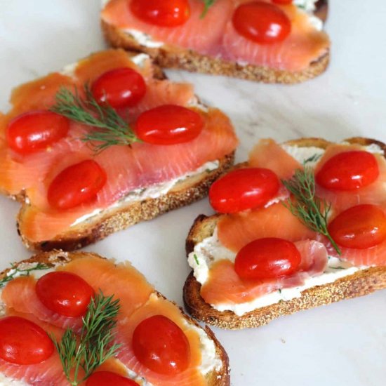 Smoked Salmon Ricotta Crostini