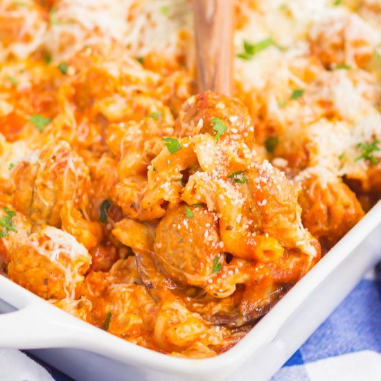 Cheesy Meatball Casserole