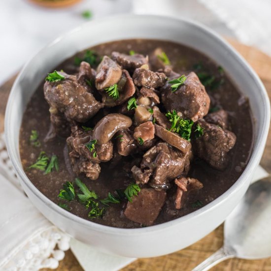 Keto Beef Bourguignon (GF & Paleo)