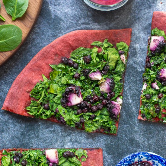 BEET PIZZA CRUST with Spinach, Goat