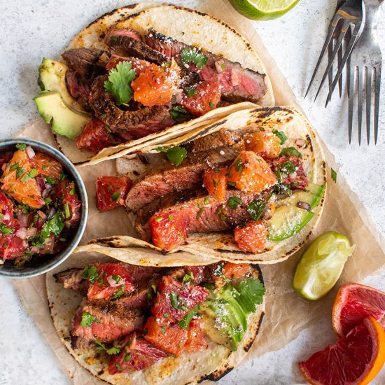 Blackened steak tacos