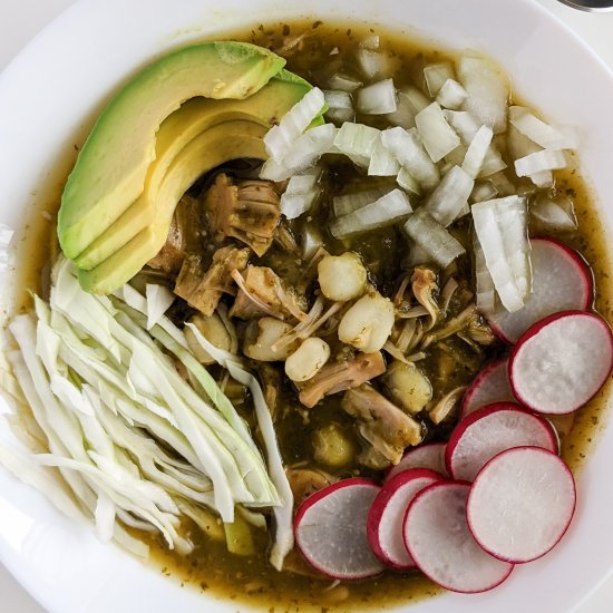 Vegan pozole verde with jackfruit