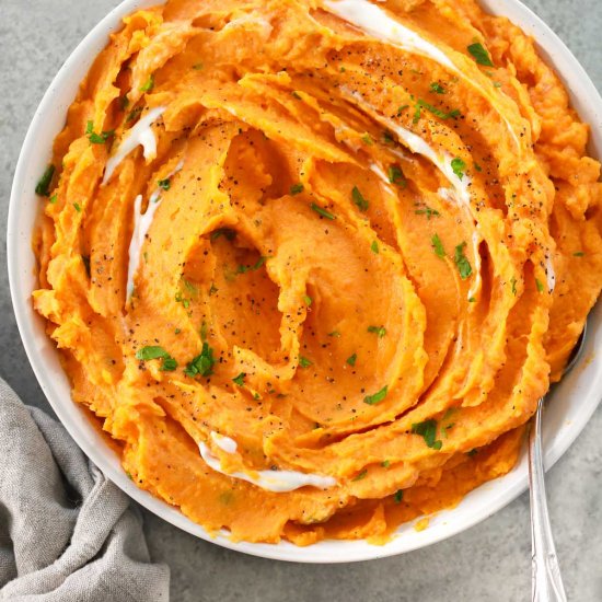 Creamy Savory Mashed Sweet Potatoes