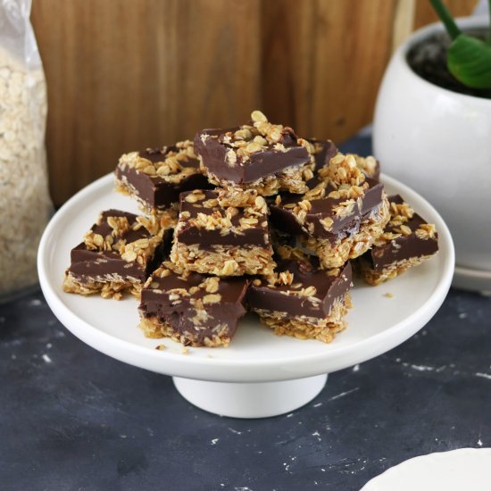 Chocolate Peanut Butter Oat Slice