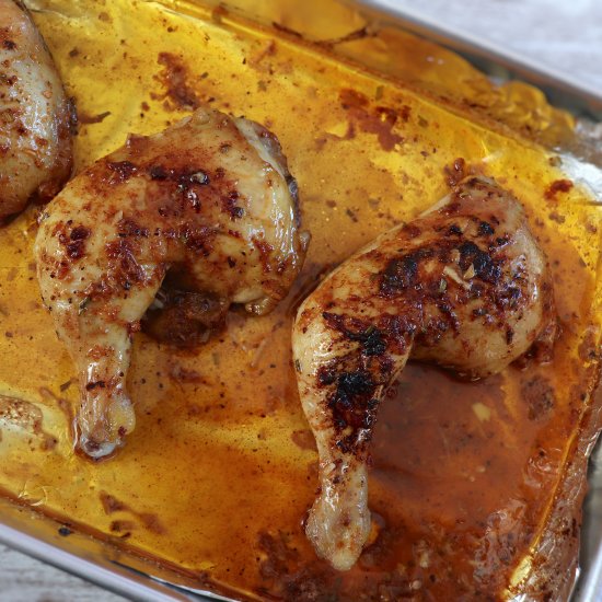 Spicy roasted chicken legs