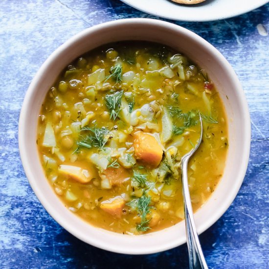 Lentil, Squash, Cabbage Soup