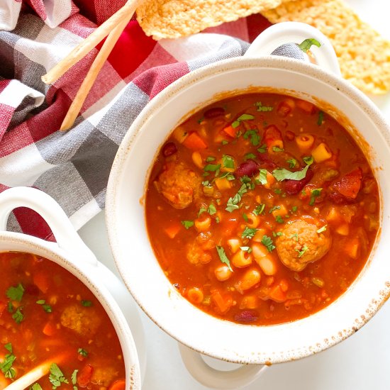 Meatball Pasta e Fagioli