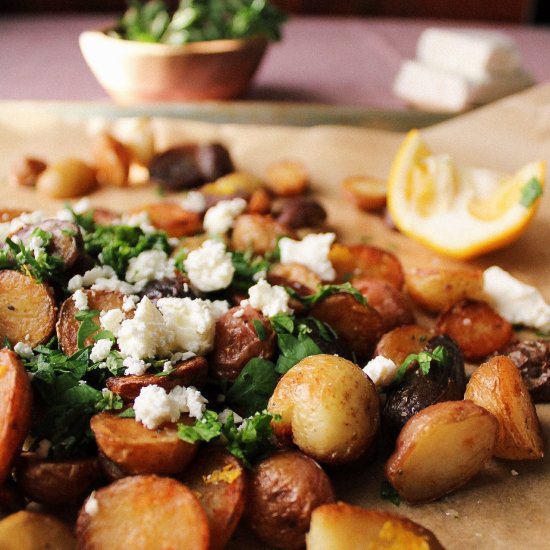 Herby potatoes with Lemon & Feta