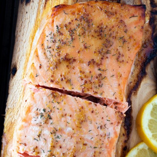 Honey Dijon Cedar Plank Salmon