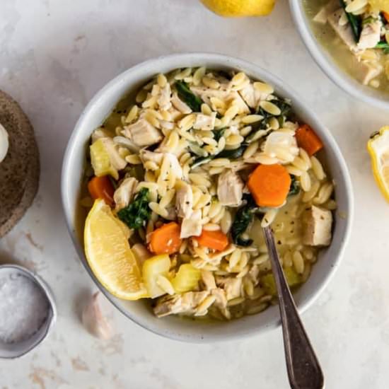 Lemon Chicken Orzo Soup