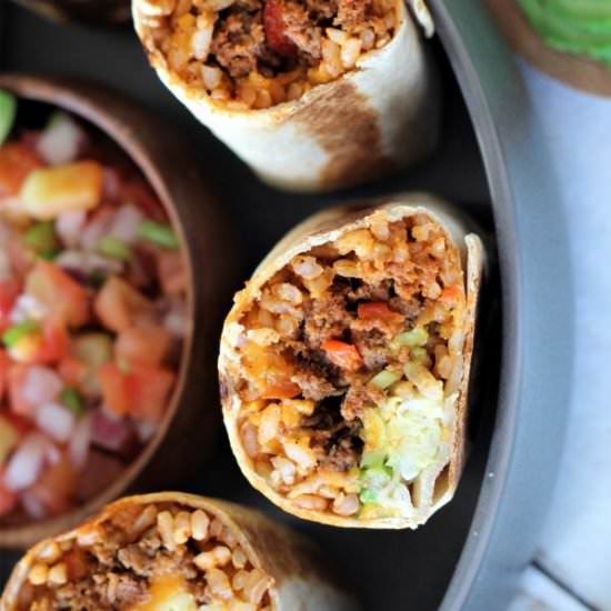 Rice & Chorizo Breakfast Burritos